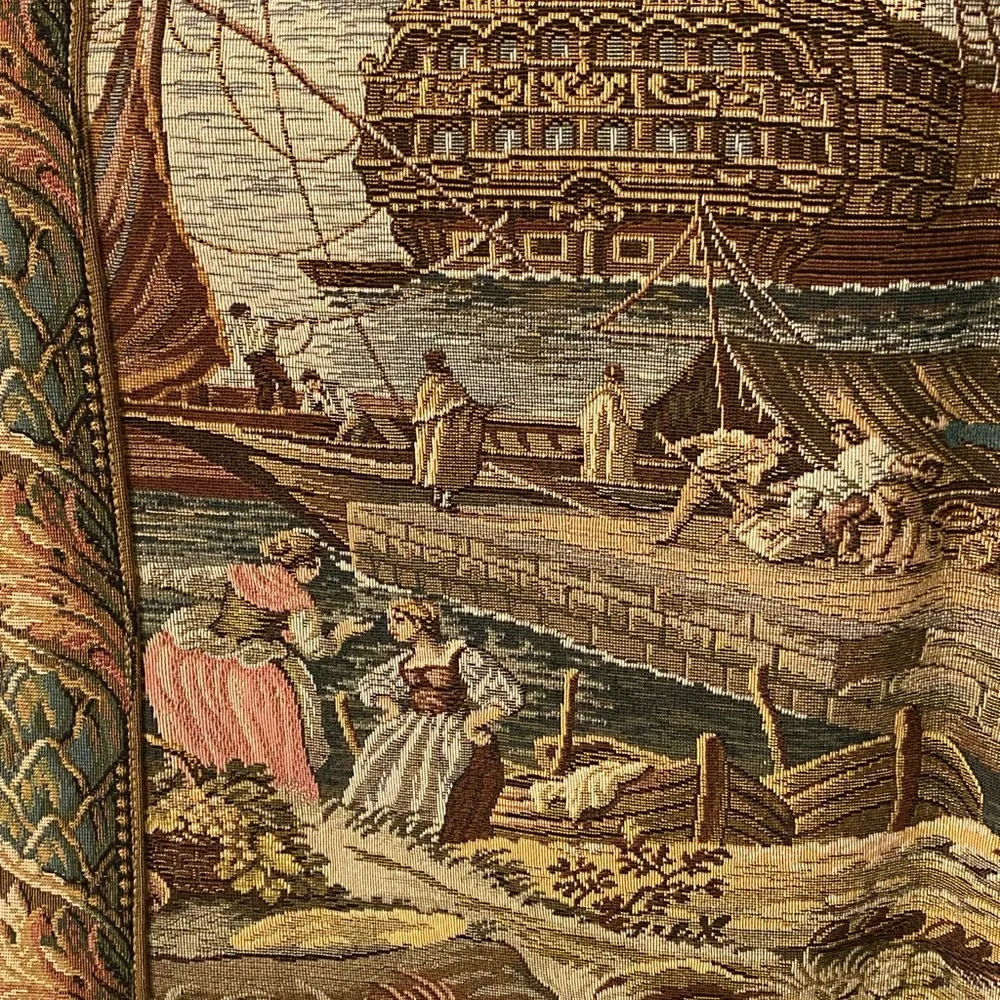 NWT The Galleon Metrax Ship Harbor Tapestry - made in Belgium